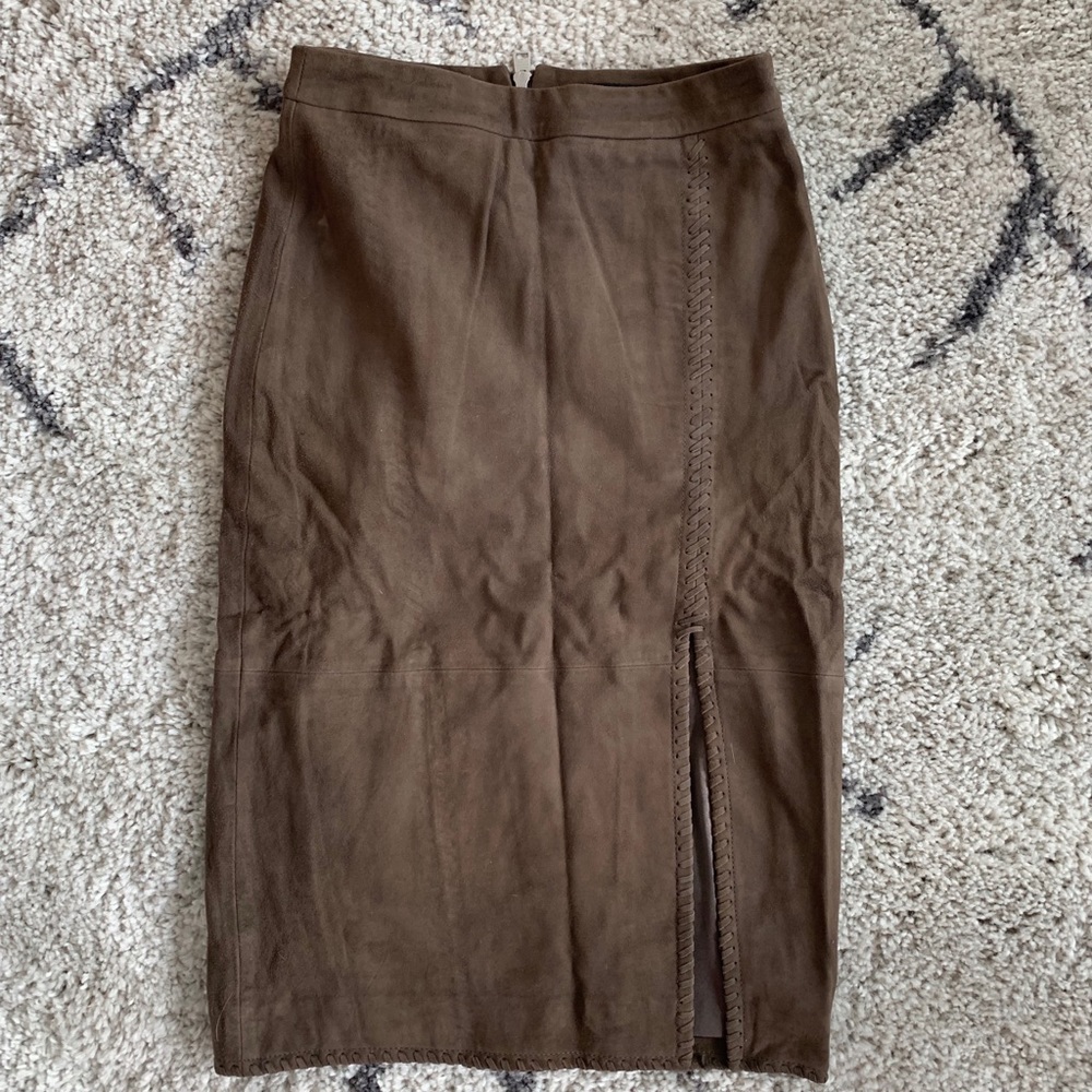 All Saints  Brown Suede Skirt